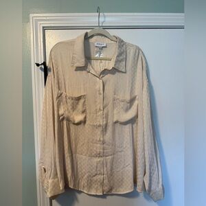 Cream Checkered Blouse Button Down Top